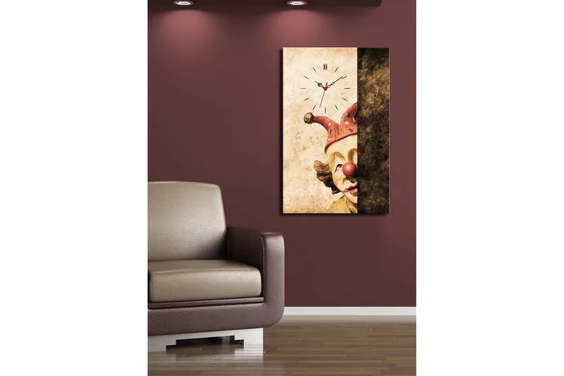 Dekorativt Canvas Maleri med Ur - Flerfarvet - Boligtilbehør - Vægdekoration - Vægure & Ure