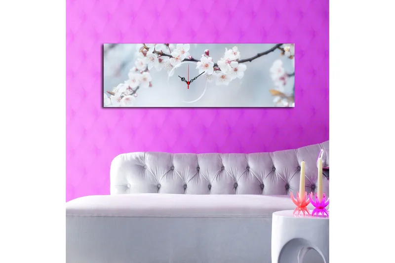 Dekorativt Canvas Maleri med Ur - Flerfarvet - Boligtilbehør - Vægdekoration - Vægure & Ure