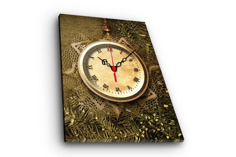 Dekorativt Canvas Maleri med Ur - Flerfarvet - Boligtilbehør - Vægdekoration - Vægure & Ure