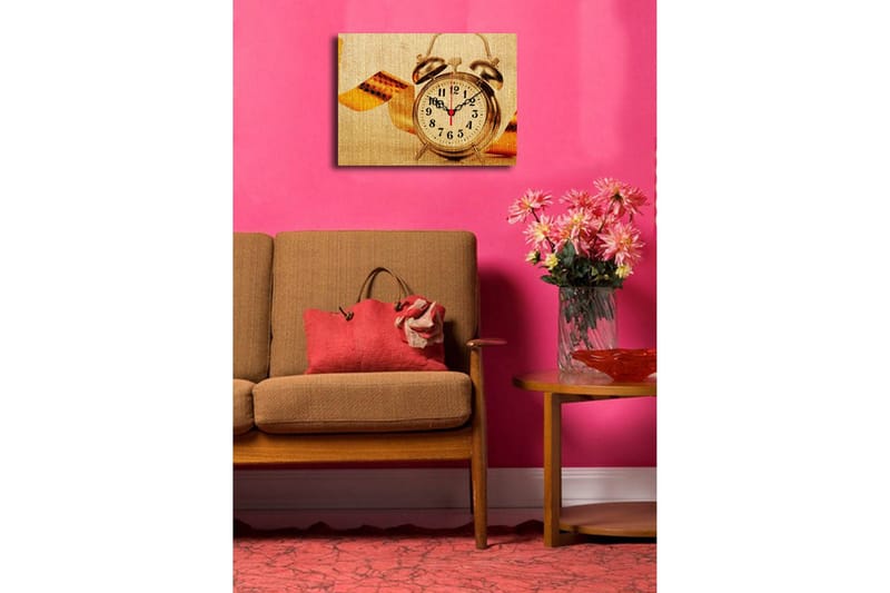 Dekorativt Canvas Maleri med Ur - Flerfarvet - Boligtilbehør - Vægdekoration - Vægure & Ure