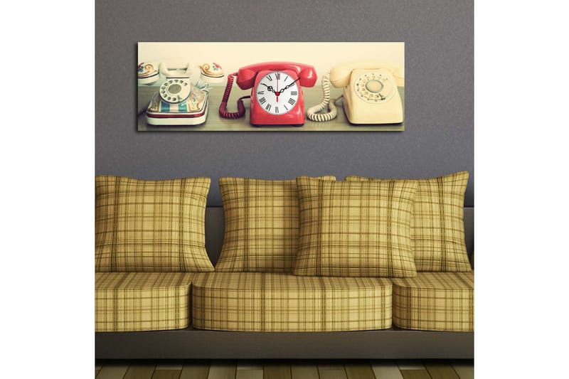 Dekorativt Canvas Maleri med Ur - Flerfarvet - Boligtilbehør - Vægdekoration - Vægure & Ure