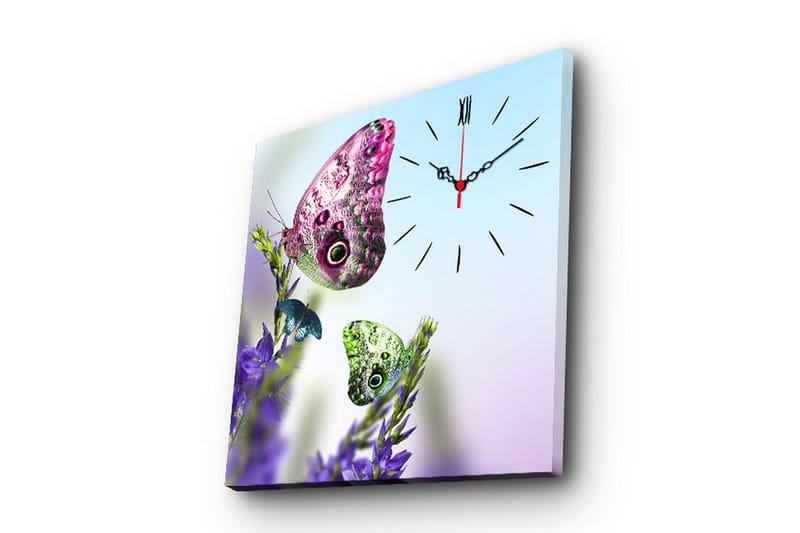 Dekorativt Canvas Maleri med Ur, Flerfarvet