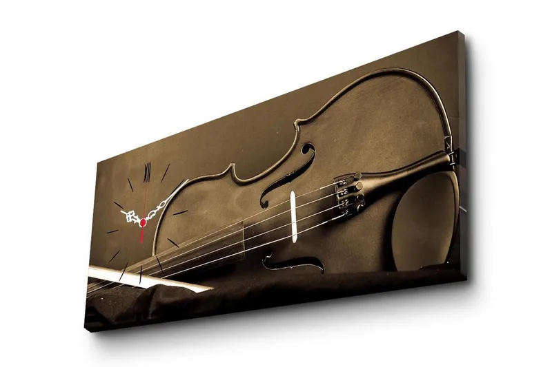 Dekorativt Canvas Maleri med Ur, Flerfarvet