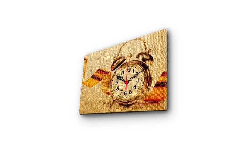 Dekorativt Canvas Maleri med Ur - Flerfarvet - Boligtilbehør - Vægdekoration - Vægure & Ure