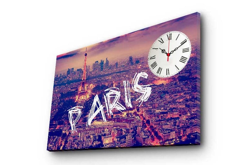 Dekorativt Canvas Maleri med Ur - Flerfarvet - Boligtilbehør - Vægdekoration - Vægure & Ure