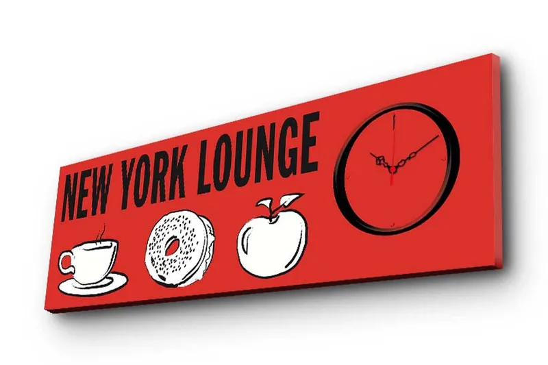 Dekorativt Canvas Maleri med Ur, Flerfarvet