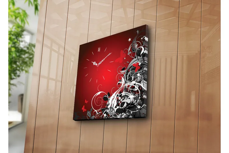 Dekorativt Canvas Maleri med Ur - Flerfarvet - Boligtilbehør - Vægdekoration - Vægure & Ure