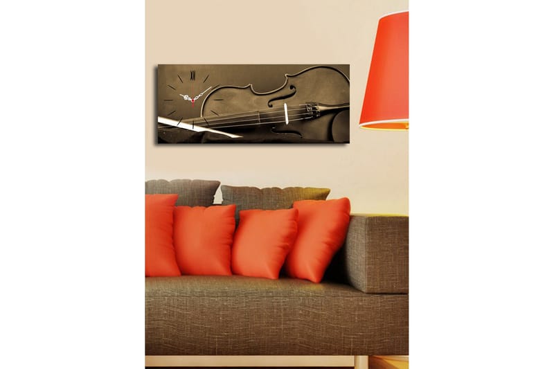 Dekorativt Canvas Maleri med Ur - Flerfarvet - Boligtilbehør - Vægdekoration - Vægure & Ure
