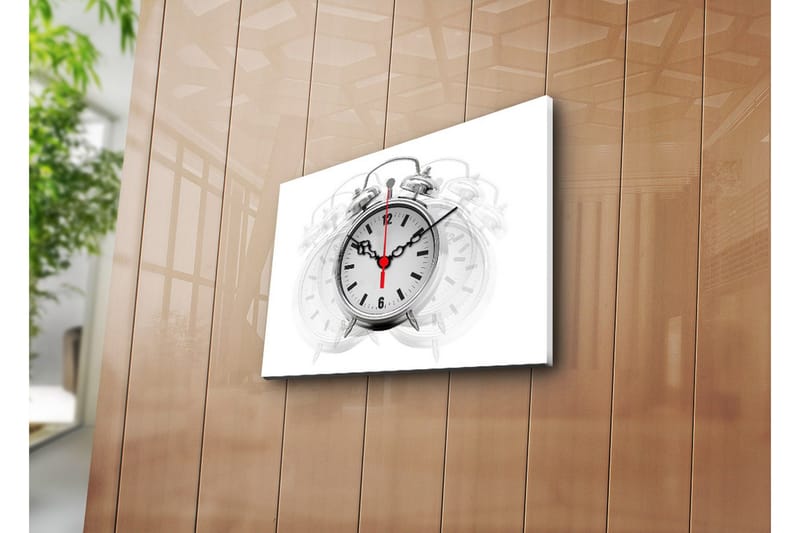 Dekorativt Canvas Maleri med Ur, Flerfarvet