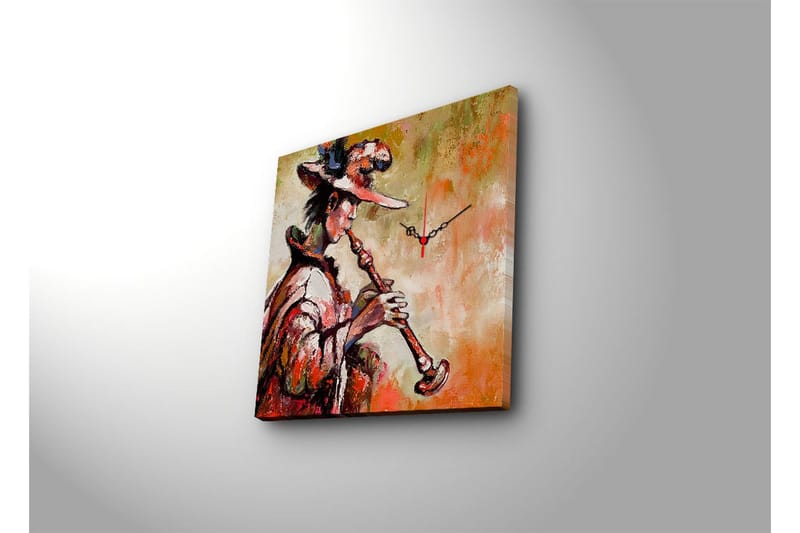 Dekorativt Canvas Maleri med Ur - Flerfarvet - Boligtilbehør - Vægdekoration - Vægure & Ure