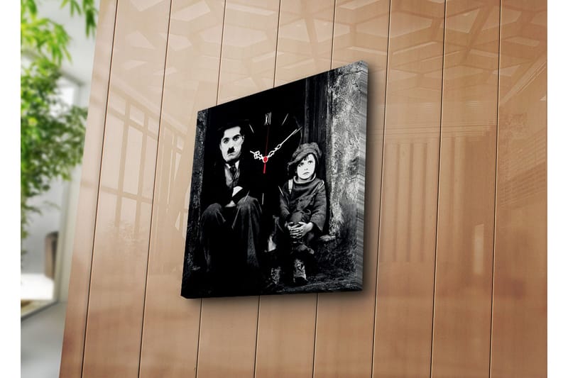 Dekorativt Canvas Maleri med Ur, Flerfarvet