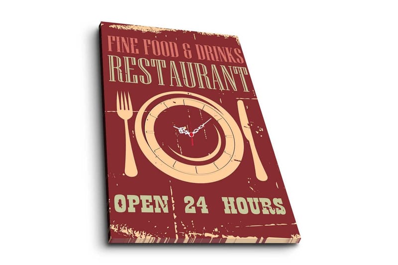 Dekorativt Canvas Maleri med Ur, Flerfarvet