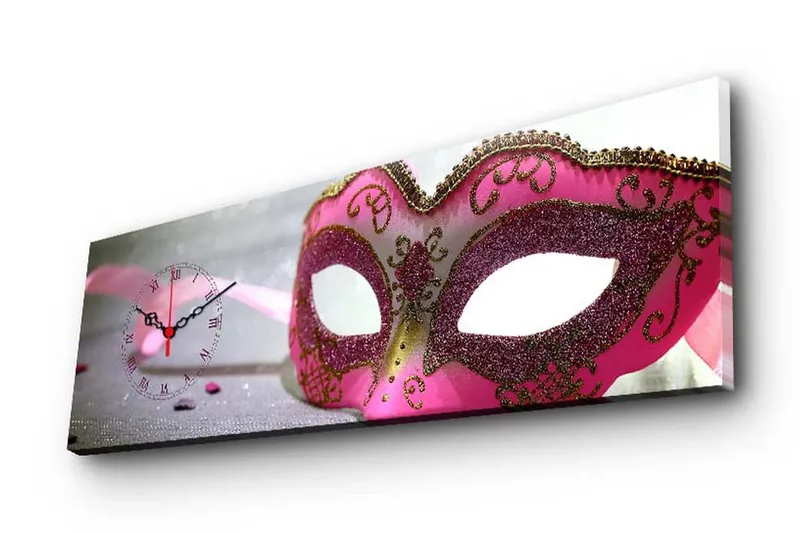 Dekorativt Canvas Maleri med Ur, Flerfarvet