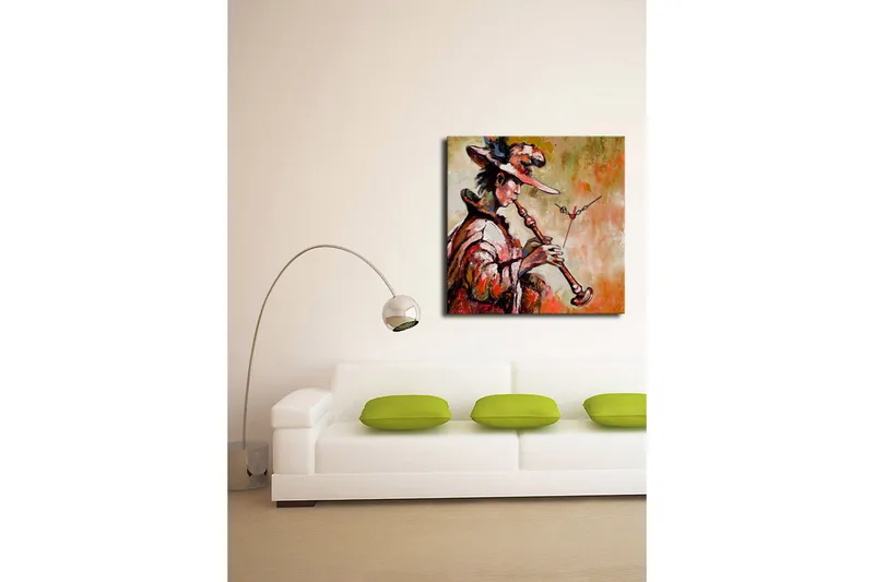 Dekorativt Canvas Maleri med Ur - Flerfarvet - Boligtilbehør - Vægdekoration - Vægure & Ure