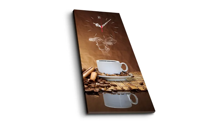 Dekorativt Canvas Maleri med Ur - Flerfarvet - Boligtilbehør - Vægdekoration - Vægure & Ure