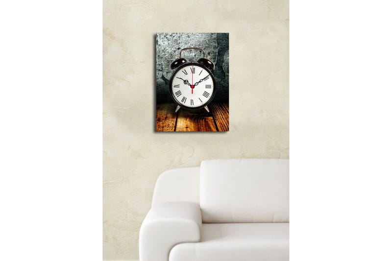 Dekorativt Canvas Maleri med Ur - Flerfarvet - Boligtilbehør - Vægdekoration - Vægure & Ure