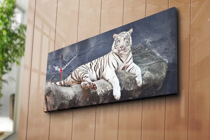 Dekorativt Canvas Maleri med Ur - Flerfarvet - Boligtilbehør - Vægdekoration - Vægure & Ure