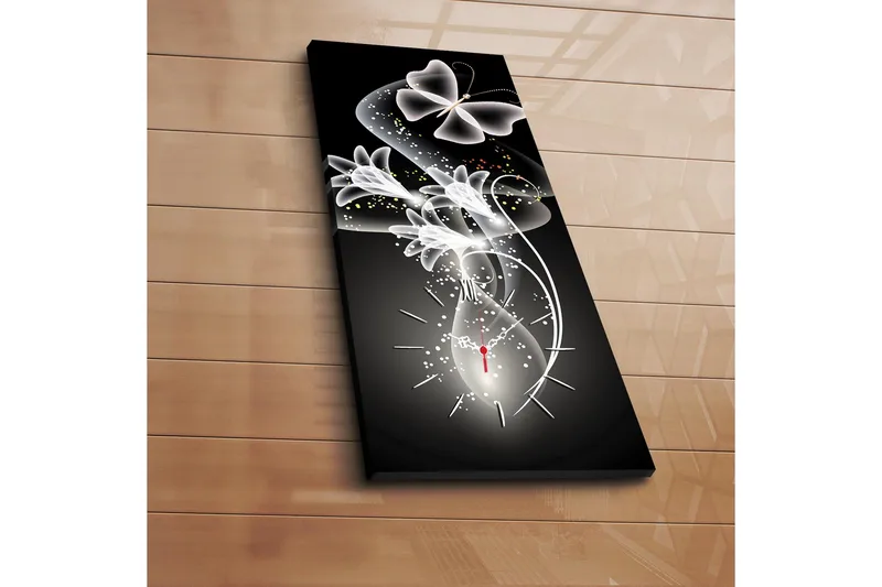 Dekorativt Canvas Maleri med Ur, Flerfarvet