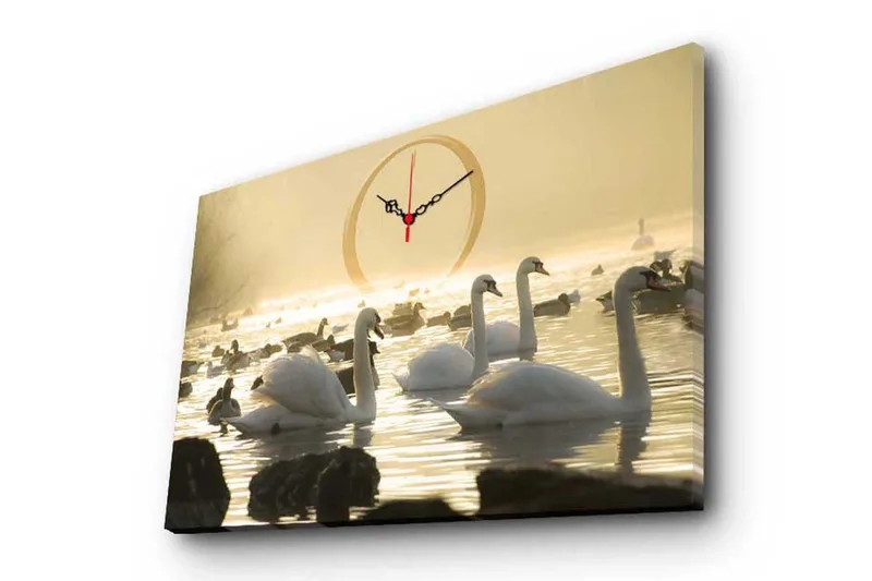 Dekorativt Canvas Maleri med Ur, Flerfarvet