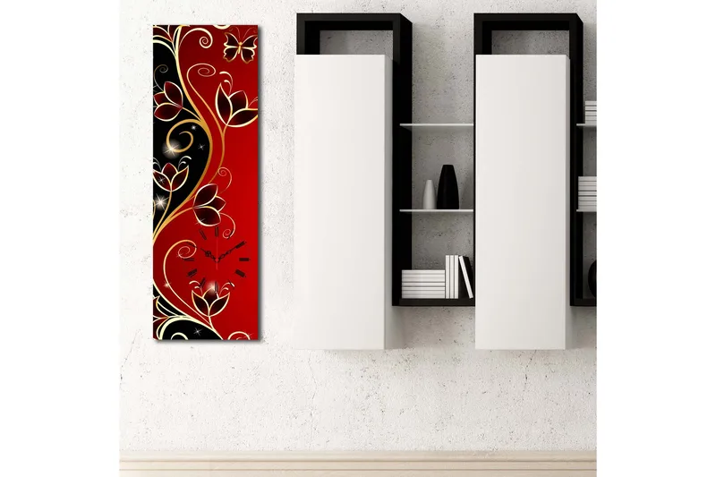 Dekorativt Canvas Maleri med Ur - Flerfarvet - Boligtilbehør - Vægdekoration - Vægure & Ure