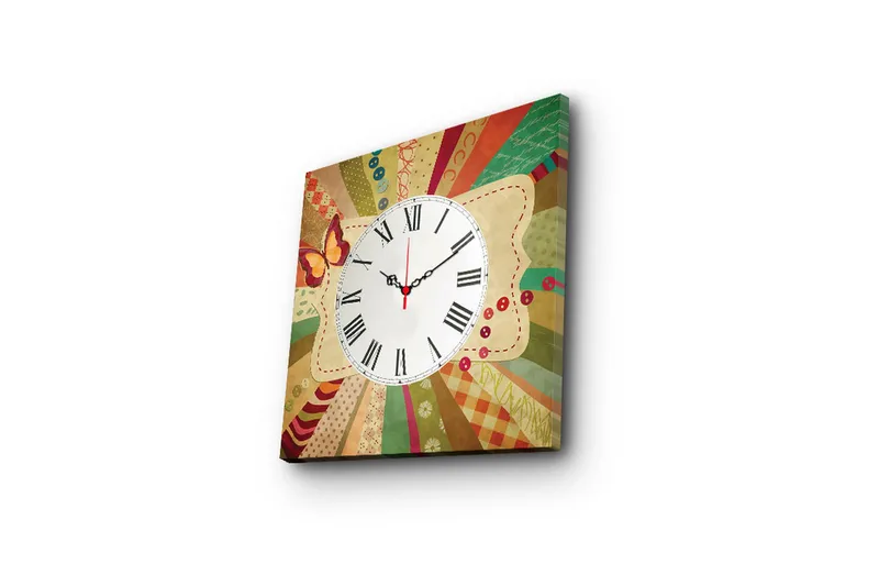 Dekorativt Canvas Maleri med Ur - Flerfarvet - Boligtilbehør - Vægdekoration - Vægure & Ure