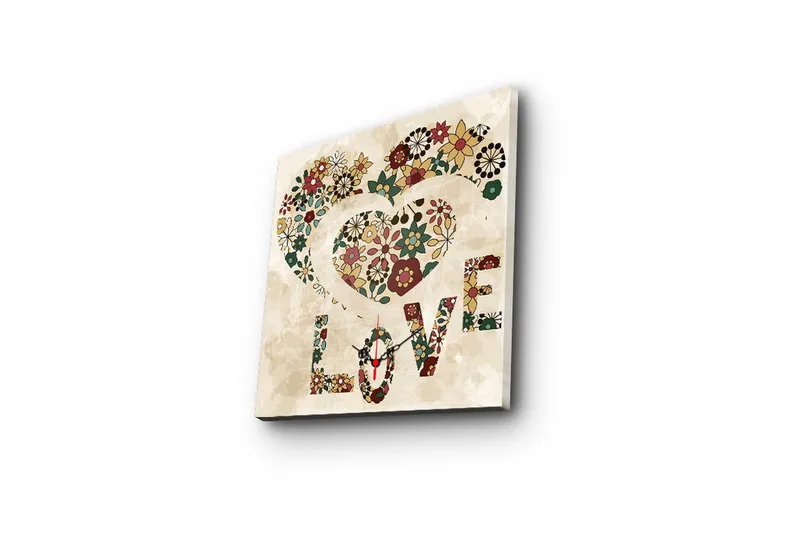 Dekorativt Canvas Maleri med Ur - Flerfarvet - Boligtilbehør - Vægdekoration - Vægure & Ure