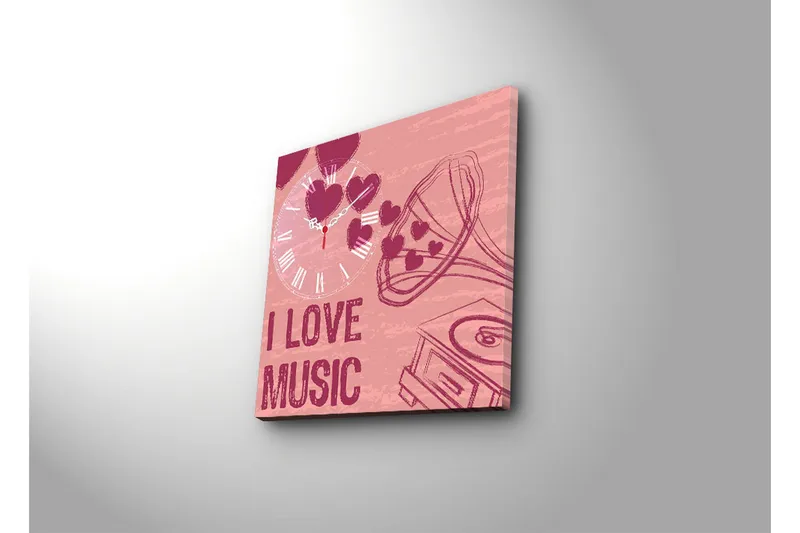 Dekorativt Canvas Maleri med Ur - Flerfarvet - Boligtilbehør - Vægdekoration - Vægure & Ure