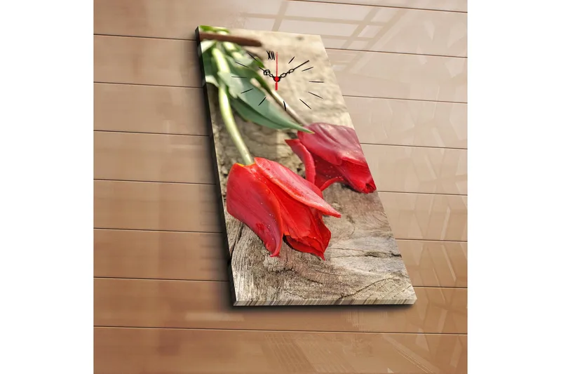 Dekorativt Canvas Maleri med Ur, Flerfarvet