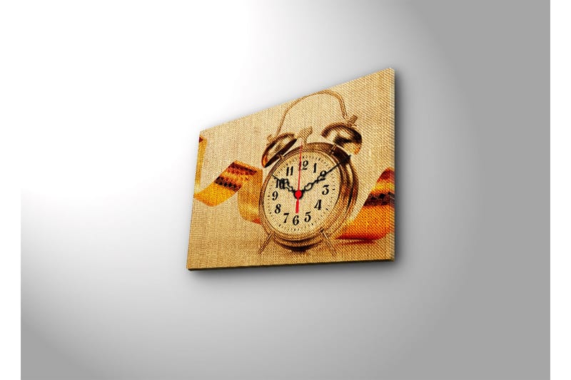 Dekorativt Canvas Maleri med Ur - Flerfarvet - Boligtilbehør - Vægdekoration - Vægure & Ure