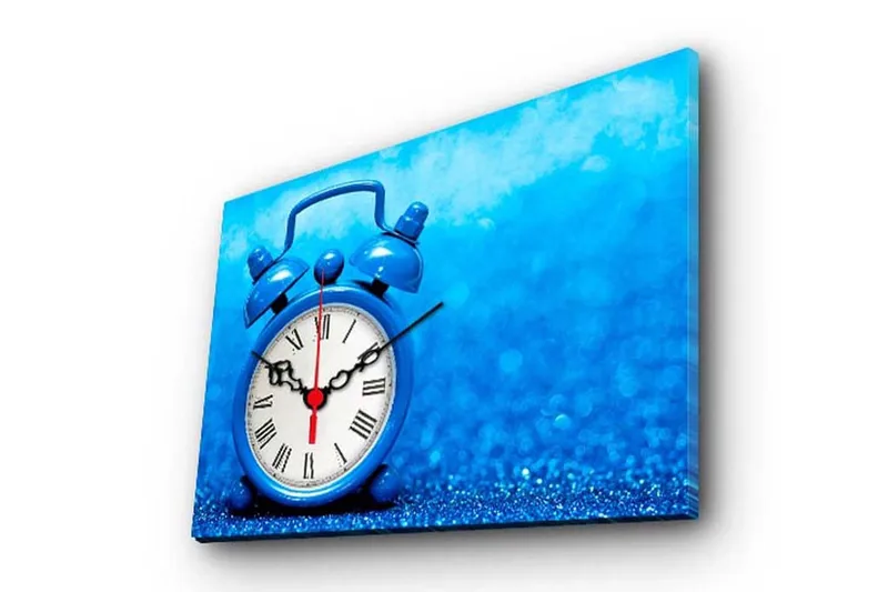 Dekorativt Canvas Maleri med Ur, Flerfarvet