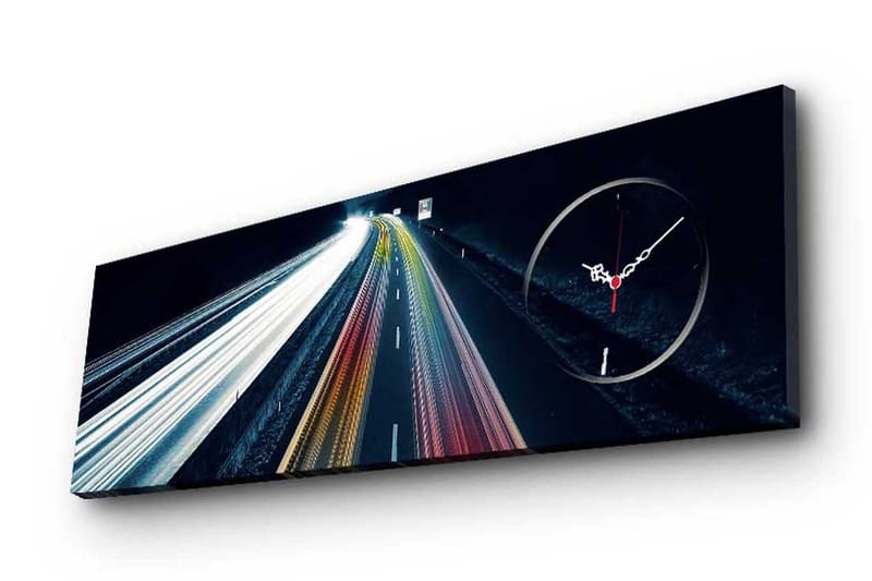 Dekorativt Canvas Maleri med Ur - Flerfarvet - Boligtilbehør - Vægdekoration - Vægure & Ure