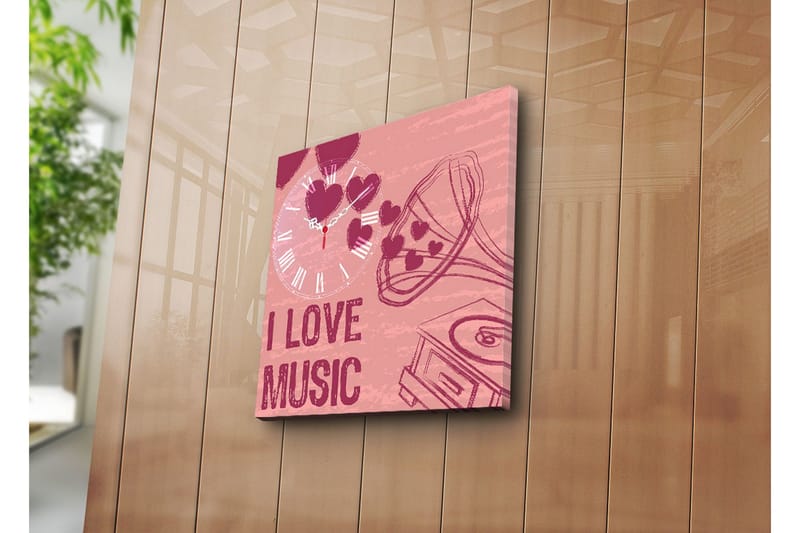 Dekorativt Canvas Maleri med Ur, Flerfarvet