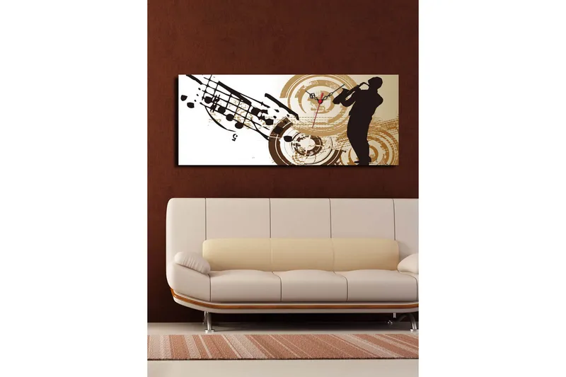 Dekorativt Canvas Maleri med Ur - Flerfarvet - Boligtilbehør - Vægdekoration - Vægure & Ure