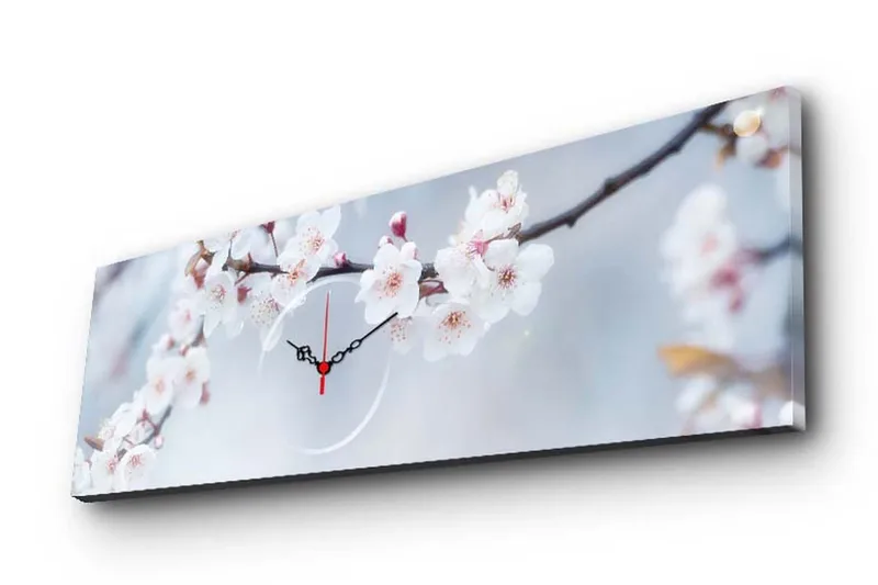 Dekorativt Canvas Maleri med Ur, Flerfarvet