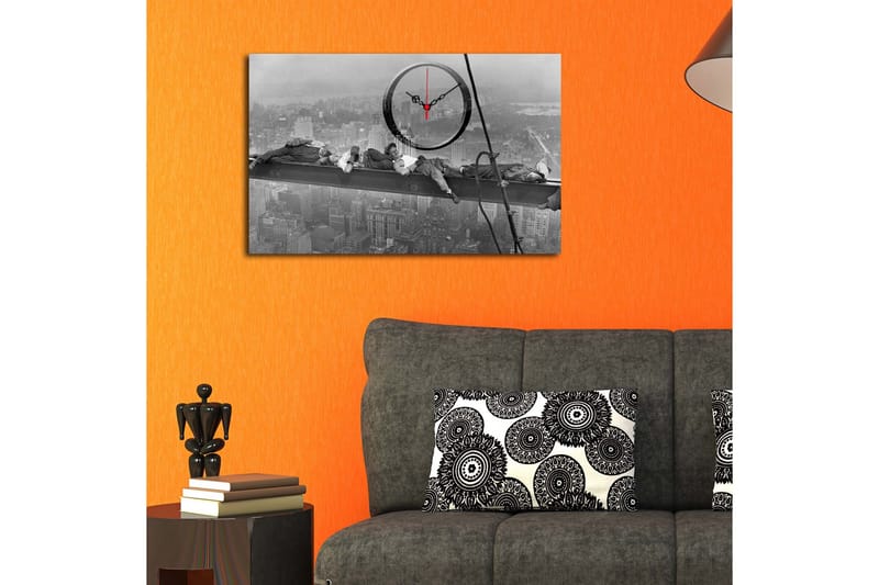Dekorativt Canvas Maleri med Ur - Flerfarvet - Boligtilbehør - Vægdekoration - Vægure & Ure