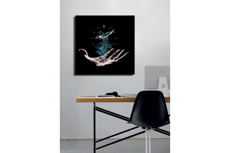 Dekorativt Canvas Maleri med Ur - Flerfarvet - Boligtilbehør - Vægdekoration - Vægure & Ure