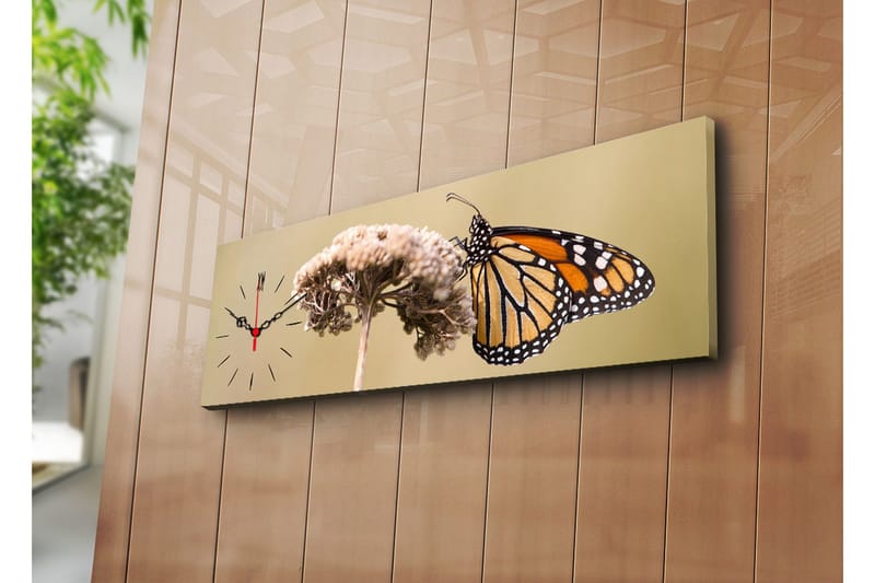 Dekorativt Canvas Maleri med Ur, Flerfarvet