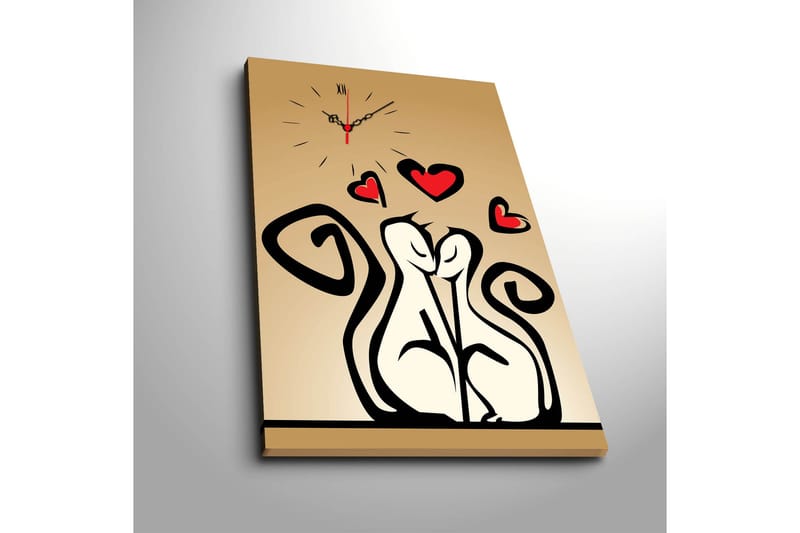 Dekorativt Canvas Maleri med Ur - Flerfarvet - Boligtilbehør - Vægdekoration - Vægure & Ure