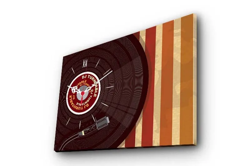 Dekorativt Canvas Maleri med Ur, Flerfarvet