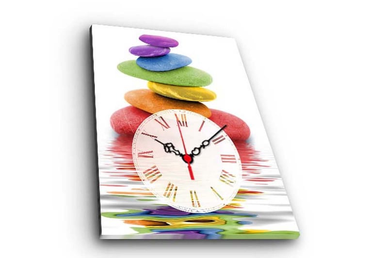 Dekorativt Canvas Maleri med Ur, Flerfarvet