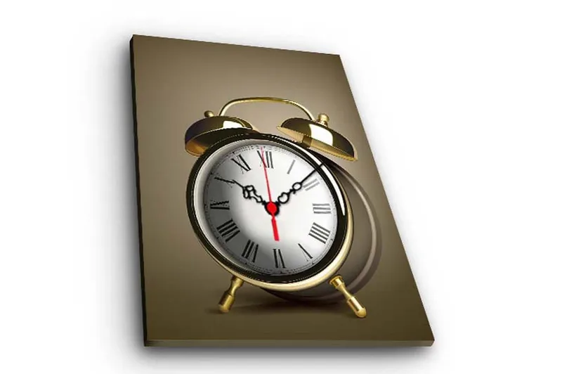 Dekorativt Canvas Maleri med Ur, Flerfarvet