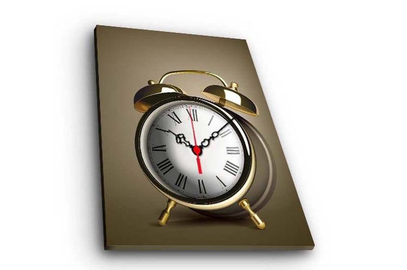 Dekorativt Canvas Maleri med Ur, Flerfarvet