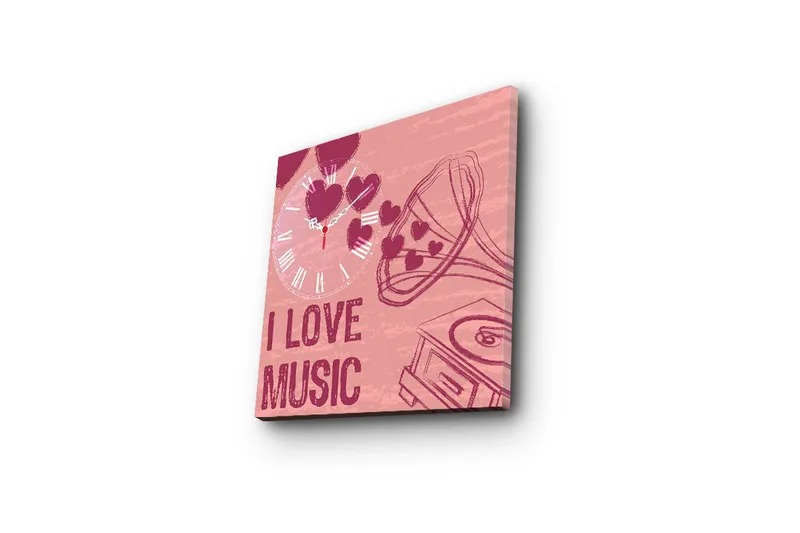 Dekorativt Canvas Maleri med Ur - Flerfarvet - Boligtilbehør - Vægdekoration - Vægure & Ure