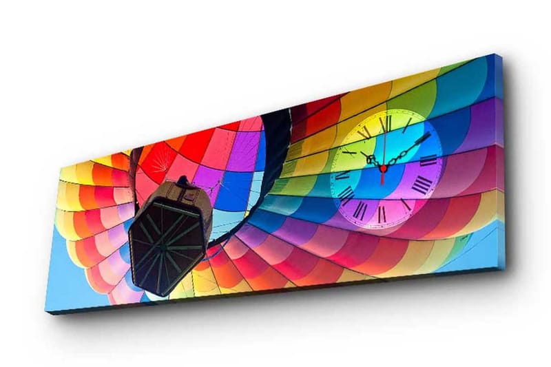 Dekorativt Canvas Maleri med Ur, Flerfarvet