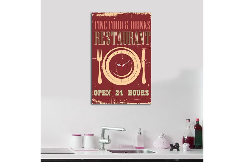 Dekorativt Canvas Maleri med Ur - Flerfarvet - Boligtilbehør - Vægdekoration - Vægure & Ure