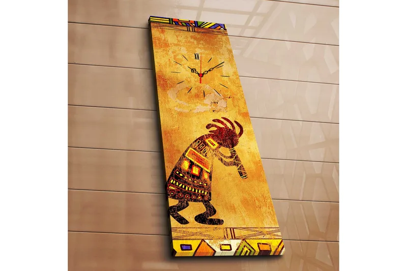 Dekorativt Canvas Maleri med Ur - Flerfarvet - Boligtilbehør - Vægdekoration - Vægure & Ure