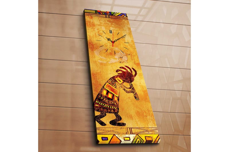 Dekorativt Canvas Maleri med Ur, Flerfarvet