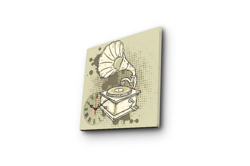 Dekorativt Canvas Maleri med Ur - Flerfarvet - Boligtilbehør - Vægdekoration - Vægure & Ure