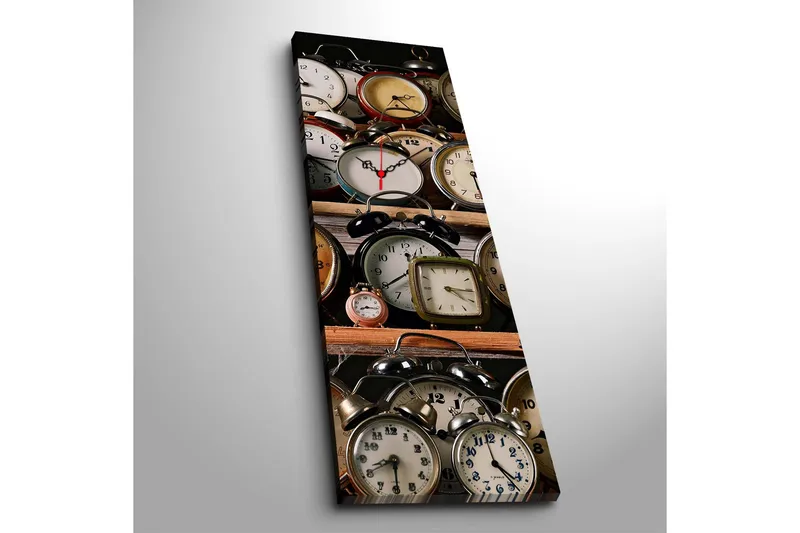 Dekorativt Canvas Maleri med Ur - Flerfarvet - Boligtilbehør - Vægdekoration - Vægure & Ure