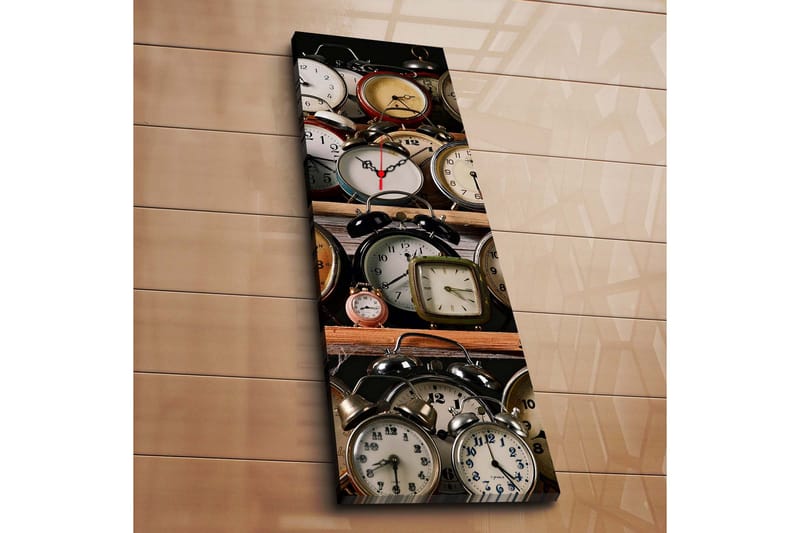 Dekorativt Canvas Maleri med Ur, Flerfarvet